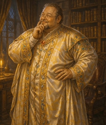 Portrait d'Elric Vohl, dirigeant de la Guilde marchande de Vaelris